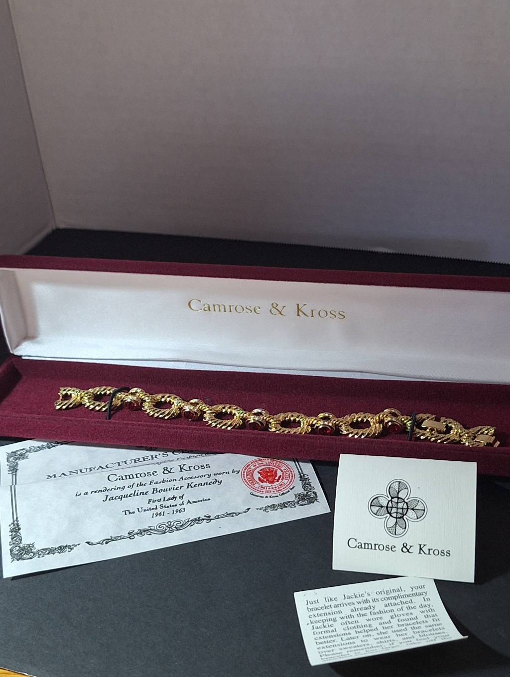 Camrose & Kross Jbk Gold Tone Rope Link With Simulated Ruby Bracelet